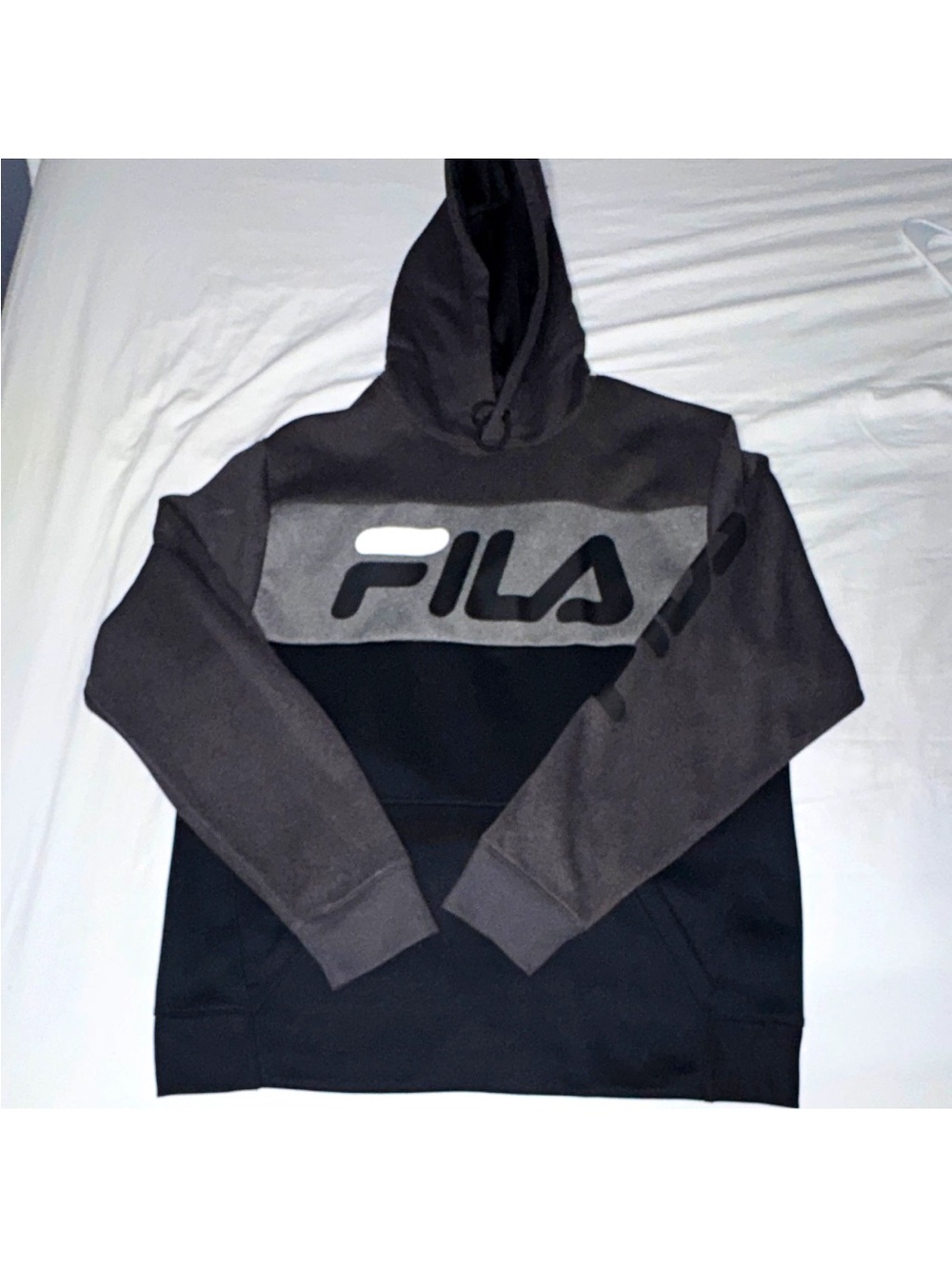 Fila Two-Tone Black and Gray Pullover Hoodie